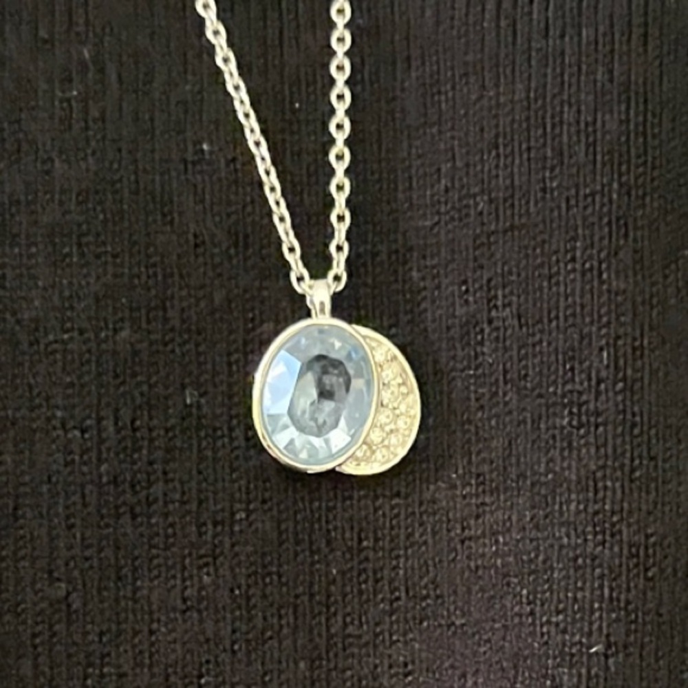 Swarovski Silver Necklace with Blue Crystal Pendant - Picture 2 of 2